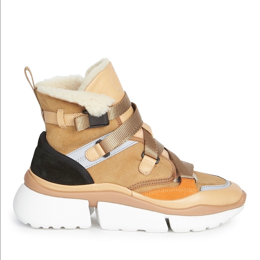 Chloe High Top Lamb Fur Sneaker Boot size 37